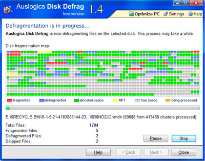 Disk Defragmenter Will Not Run Windows Vista