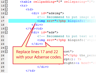Adsense codes
