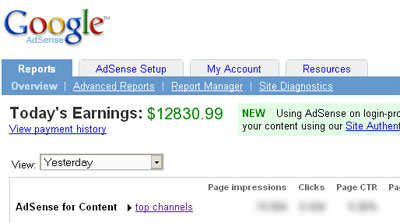 Google AdSense earning