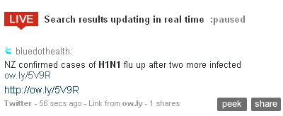 Live search result