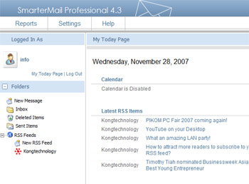 SmarterMail RSS reader