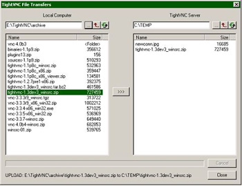 TightVNC file transfer
